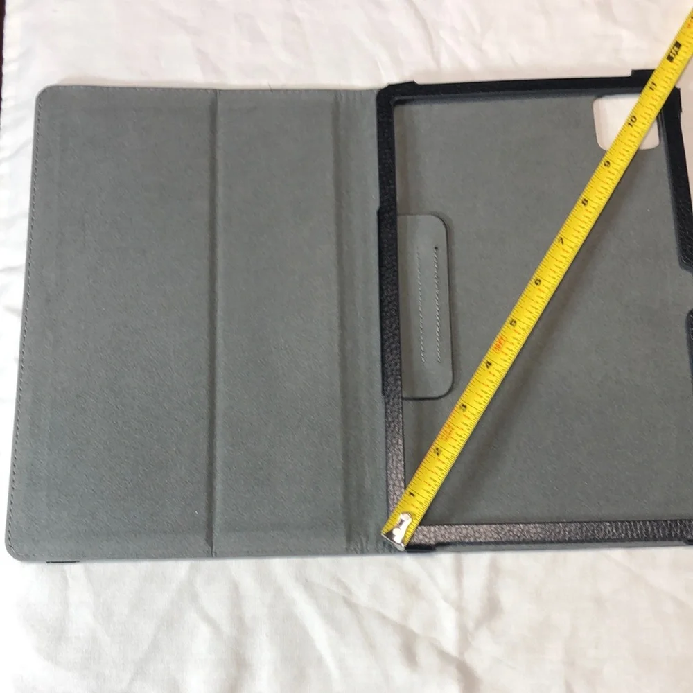 Black Leather Folio Tablet Cover with Closure Strap fits 10.4 tablet